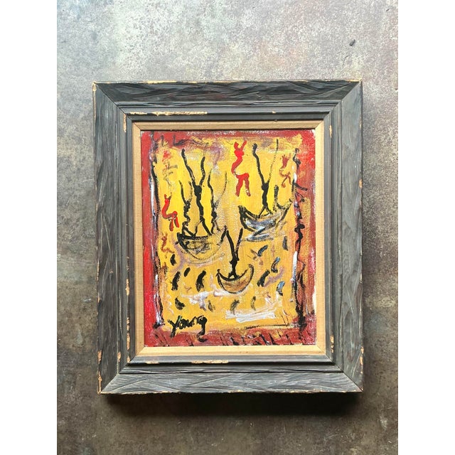 Late 20th Century Vintage Boho Purvis Young Abstract Figurative Oil on Canvas For Sale - Image 5 of 6