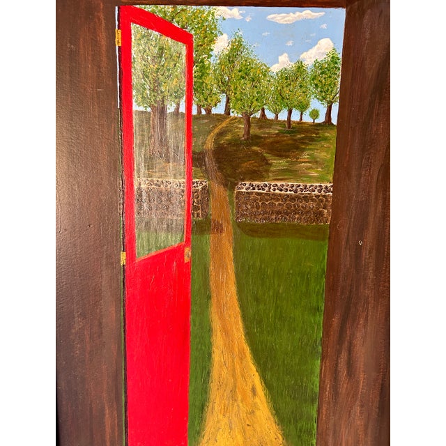Vintage ‘The Red Door’ O/M Signed W. Schneider, Framed. For Sale - Image 4 of 4
