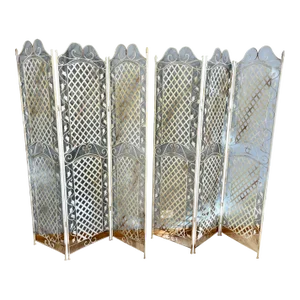 Set of 2 Wrought Iron Tri Fold Screen Room Divider Folding Set Pair