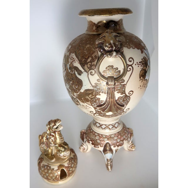Antique Signed Japanese Satsuma Lidded Porcelain Censer, Meiji Period For Sale - Image 14 of 18