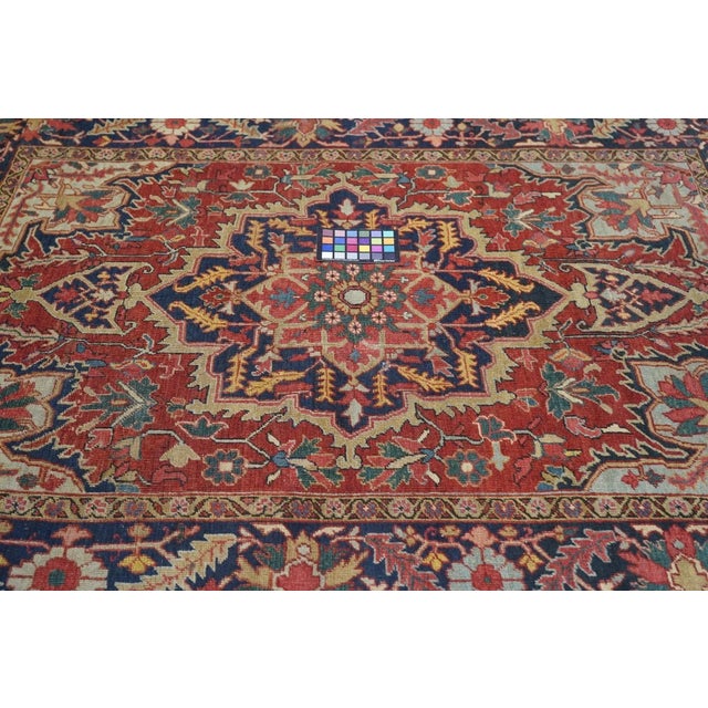 The large majority of NW Persian Heriz district weavings are room-size carpets, the smaller ones, As here, take after...