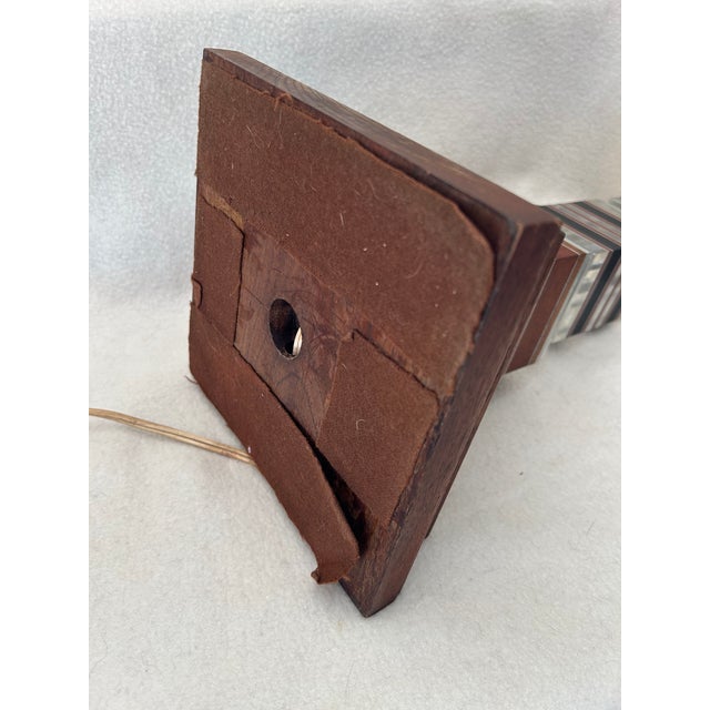 Mid 20th Century Mid Century Modern Stacked Lucite Acrylic Ebony Mahogany Aluminum Teak Skyscraper Table Lamp For Sale - Image 10 of 13