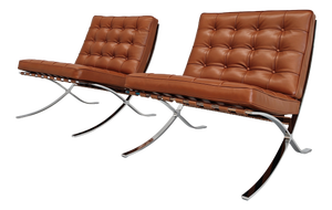 Barcelona Lounge Chairs in Tobacco Leather by Ludwig Mies van der Rohe for Knoll, 2010s, Set of 2