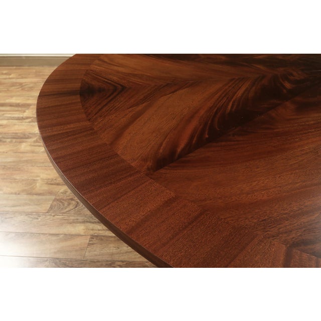 Large 80-102-Inch Round Expanding Mahogany Jupe Table With Self-Storing Leaves, by AntiquePurveyor-Seats 12 For Sale - Image 11 of 16