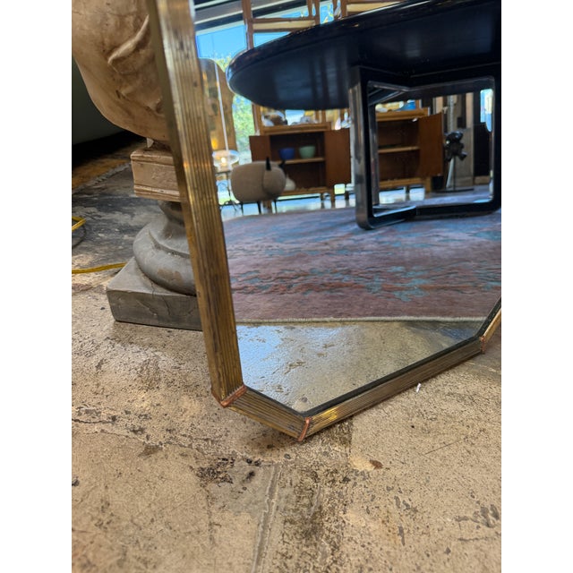 Italian Mid-Century Tapered Brass Wall Mirror, 1970s For Sale - Image 4 of 10
