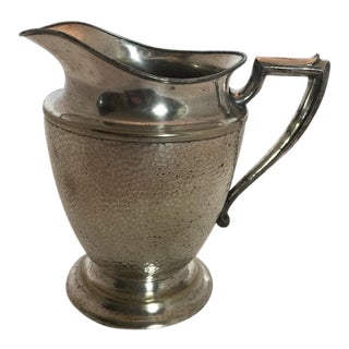 Vintage Art Deco Nickel Hammered Silver Plate Water Pitcher For Sale