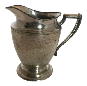 Vintage Art Deco Nickel Hammered Silver Plate Water Pitcher