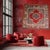 This finely knotted, oriental tapestry or table cover expresses the unique stained-glass floral artistry for which...