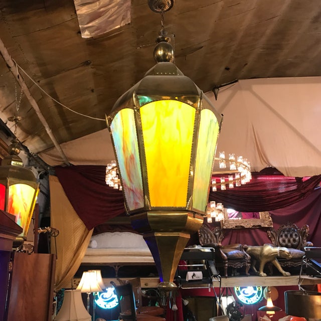 Vintage Moroccan Multicolor Lantern Pendant - Set of 2 For Sale - Image 4 of 13