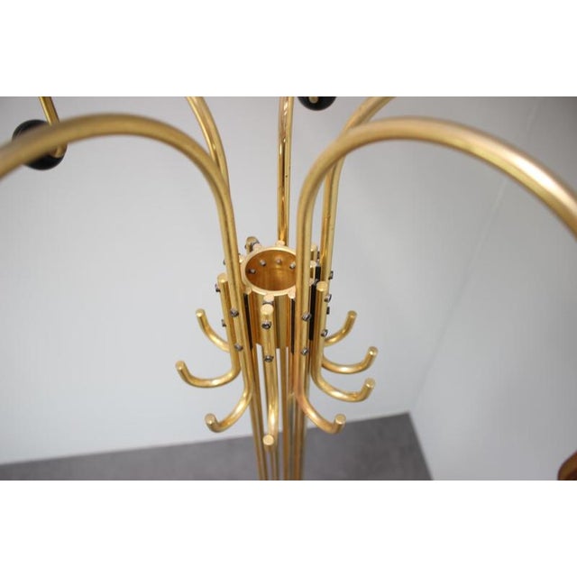 1980s Italian Brass Coat Rack with Black Wooden Finials, 1980 For Sale - Image 5 of 12