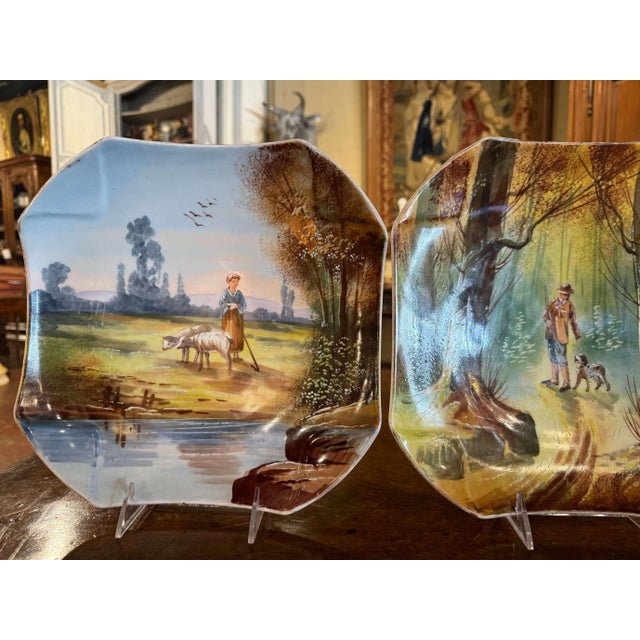 French Mid-Century French Limoges Painted Porcelain Wall Platters- Set of 3 For Sale - Image 3 of 11