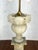 Carved Alabaster Grapes Leaf Motive Urn Shape Square Mable Base Table Lamp MINT!