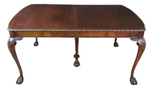 1920s Antique Romweber English Chippendale Georgian Mahogany Extendable Dining Table