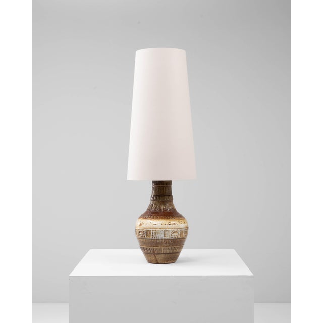 20th Century German Ceramic Table Lamp With Etched Detailing For Sale - Image 16 of 18