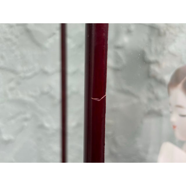 Mid-Century Japanese Geisha Figurine in Glass Display Case With Gilt Kimono Details For Sale - Image 9 of 9