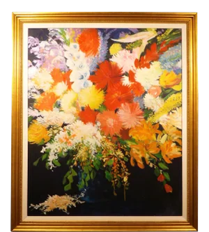 Joseph Santele "Primo" Impressionistic Original Oil Painting of Flowers, Framed