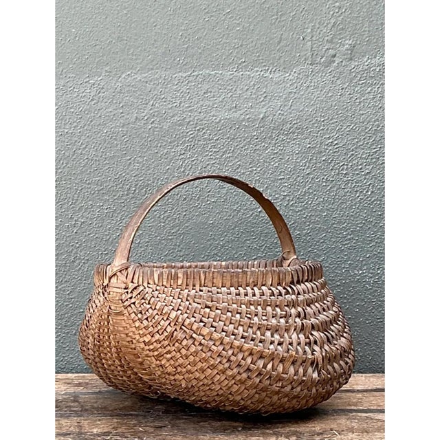 Tan Vintage Shaker Style Rattan Basket For Sale - Image 8 of 12