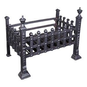 Antique Fire Basket, English, Wrought Iron Fireplace Grate, Victorian, c.1885