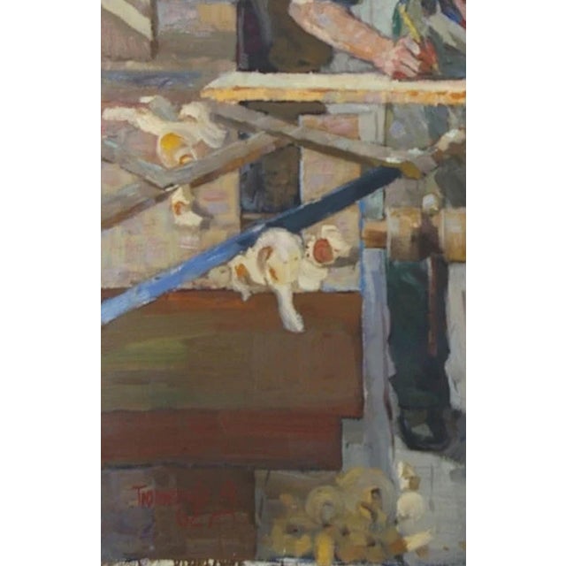 Soviet Era Oil Painting, Ukrainian Artist, Children at Work, 1962 102-68 For Sale - Image 4 of 6