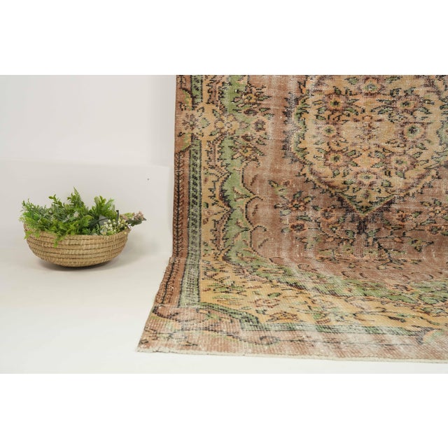 Textile 1970s Vintage Turkish Handmade Wool Cotton Brown Area Rug For Sale - Image 7 of 13