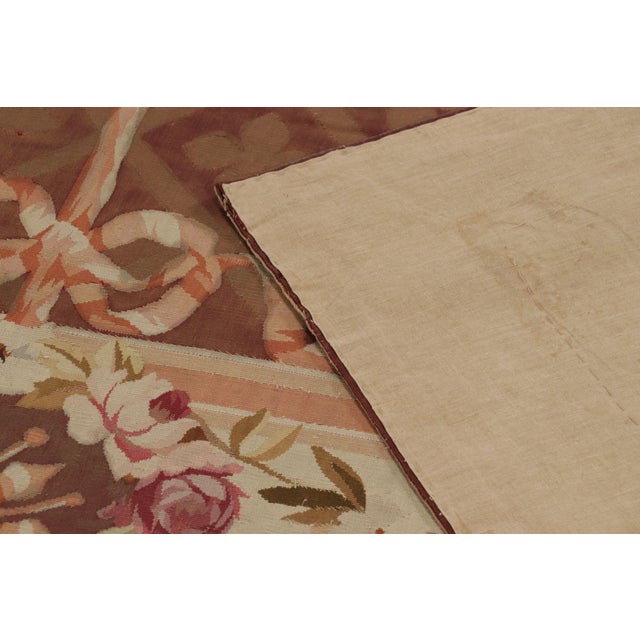 Textile Antique French Aubusson Square Rug With Floral Medallion - Rug & Kilim For Sale - Image 7 of 9