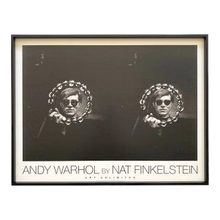 Nat Finkelstein Vintage 1989 Lithograph Print Framed Photo Poster " Andy Warhol Double Tambourine " 1966 For Sale