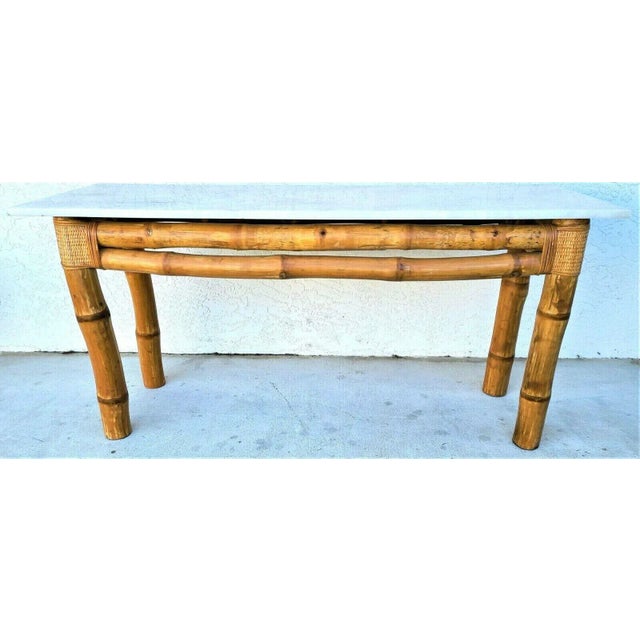 Offering One Of Our Recent Palm Beach Estate Fine Furniture Acquisitions Of A 70's Elephant Bamboo Rattan Wicker Marble...