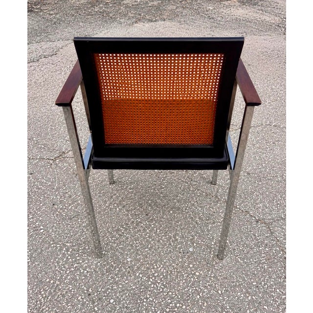 Tan Set of Twelve Mid 20th Century Paul McCobb for Lane Cane-Back Dining Chairs in Rosewood and Chrome For Sale - Image 8 of 12