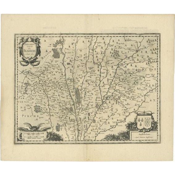 Antique Map of Blois by Janssonius, 1650s For Sale - Image 5 of 5