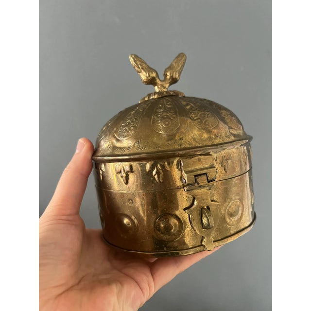 Brass Vintage Small Brass Hinged Trinket Box For Sale - Image 8 of 12