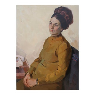 Original Oil Portrait Painting – Young Woman (1972) For Sale