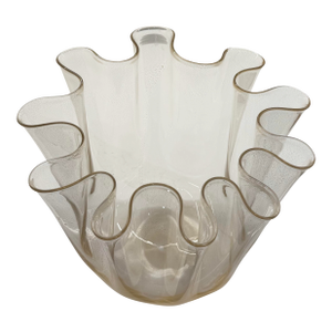 Global Views Handkerchief Hand-Blown Italian Art Glass Vase / Bowl – Large - Gold Leaf