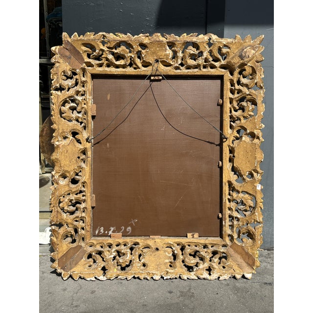 Carved Giltwood Mirror with Acanthus Decoration, 1940s For Sale - Image 4 of 6