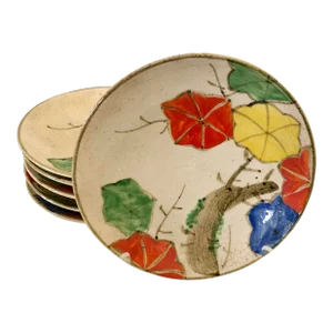 Vintage Japanese Pottery Plates, Set of 6