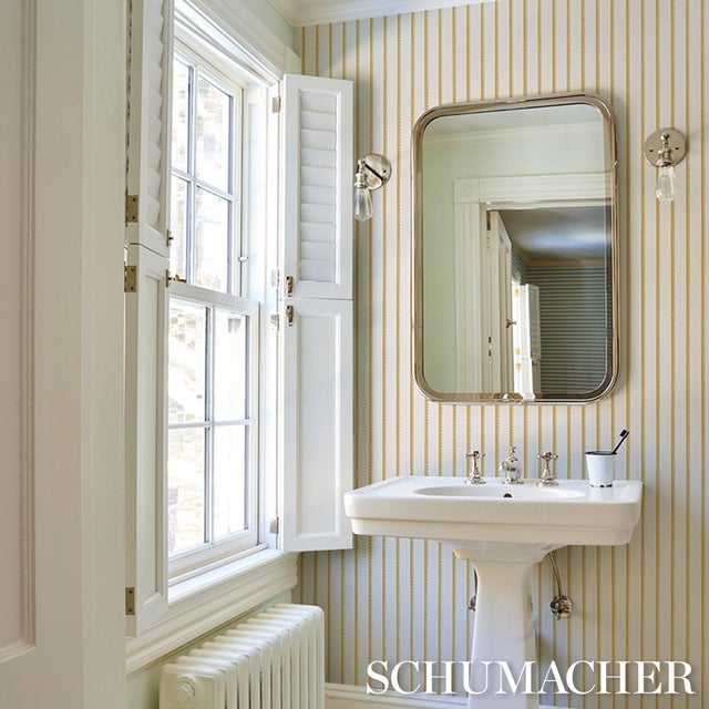 2020s Schumacher Tyla Stripe Wallcovering In Butternut For Sale - Image 5 of 6
