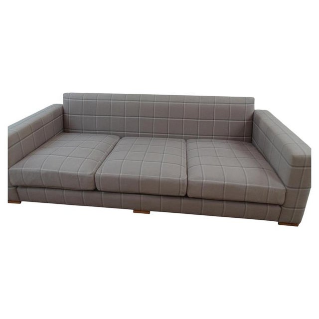 Large Square Arm Sofa in Soft Grey Check Fabric by George Smith For Sale - Image 3 of 7