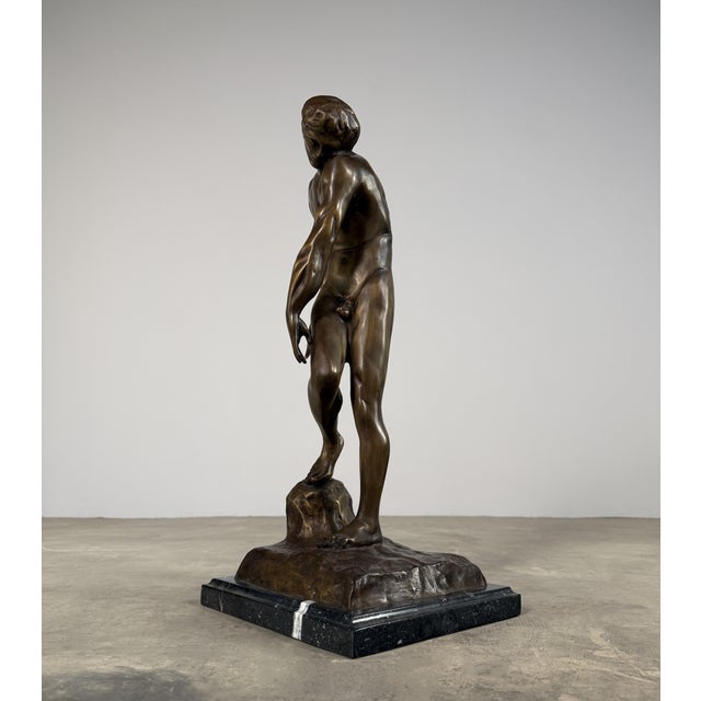 Bronze Sculpture After Rodin “Adam” – Strong Male Figure, 21” Tall For Sale - Image 9 of 10