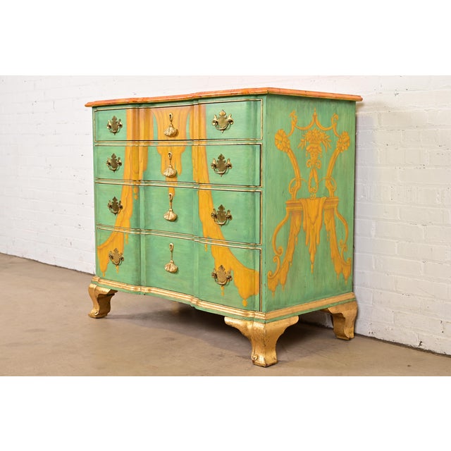 English Kindel Furniture Georgian Hand-Painted Block Front Chest of Drawers For Sale - Image 3 of 15