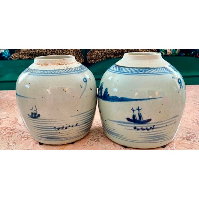 Early 20th Century Early 20th Century Chinese Blue and White Porcelain Vases- Set of 3 For Sale - Image 5 of 12
