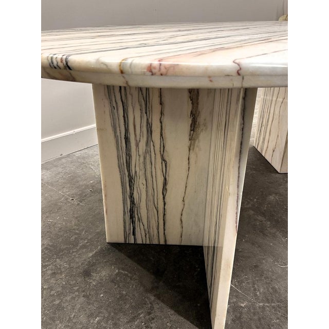 Large Italian Sculptural Stone Oval Arabescato Rosso Marble Dining Table, 1970s For Sale - Image 12 of 16