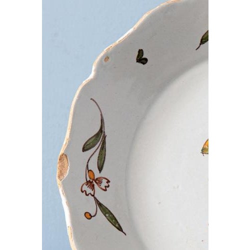 Manganese Floral Faience Plate from La Rochelle, 18th Century For Sale - Image 3 of 6