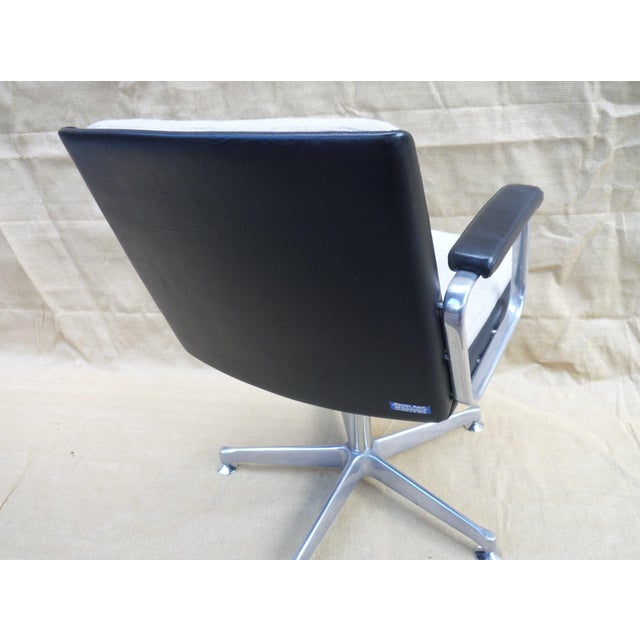 1970s Wool and Leather Office Chair, 1970s For Sale - Image 5 of 8