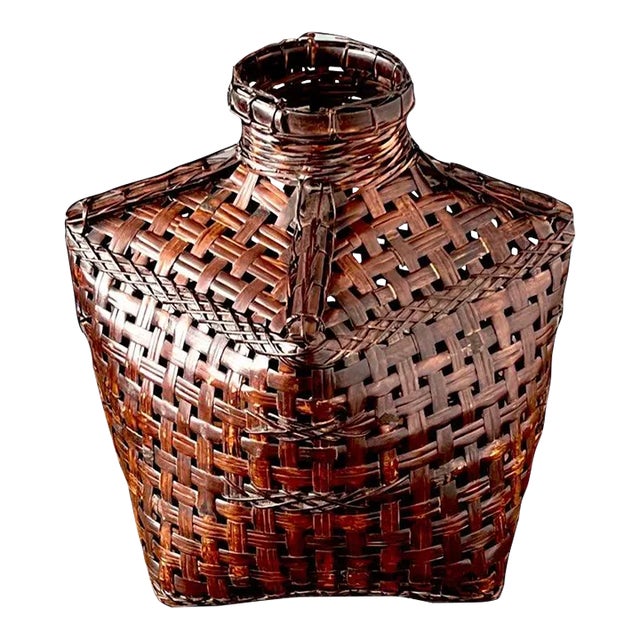 Antique Chinese Fishing Trap Bamboo Vase For Sale