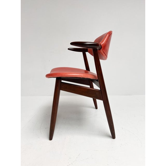 Red Colored Leather Cowhorn Chair, 1970s For Sale - Image 11 of 16