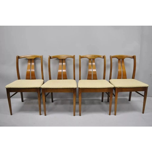 Mid-Century Modern Mid 20th Century Vintage Mid Century Modern Curved Sculpted Walnut Dining Side Chairs - Set of 4 For Sale - Image 3 of 11