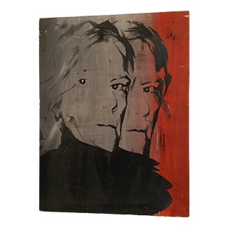 Portrait of Andy Warhol, 1980s, Painting on Chipboard For Sale