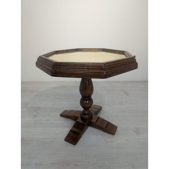 Vintage Octagonal Table with Drawers and Brass Top, 1920s For Sale - Image 11 of 18