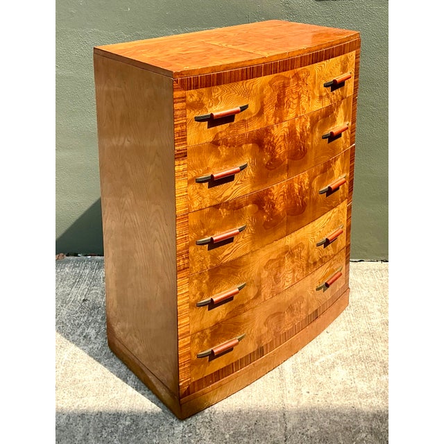 Tan Vintage Deco Burl Wood Stall Chest of Drawers For Sale - Image 8 of 12