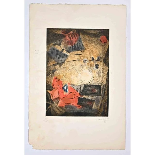 Jean Bertholle, Abstract Composition, Etching, 1952 For Sale - Image 3 of 3