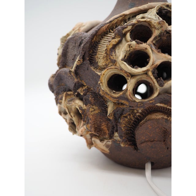 Beige Handcrafted Ceramic Table Lamp by Bodil Marie Nielsen for Bodil Marie Nielsen, 1970s For Sale - Image 8 of 12